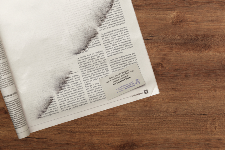 Alzheimer's Day Belgian League newspaper ad on the best of ads