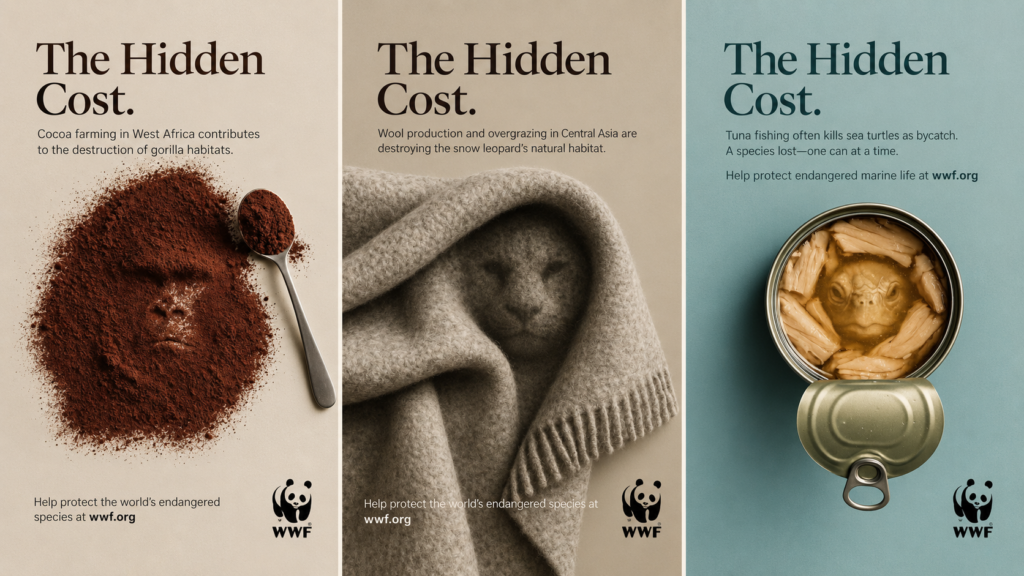 AI-generated consumer products form images of threatened wildlife by The Best Of Ads