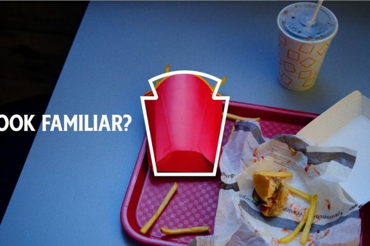 A fry box mirrors the shape of the Heinz label by The Best Of Ads