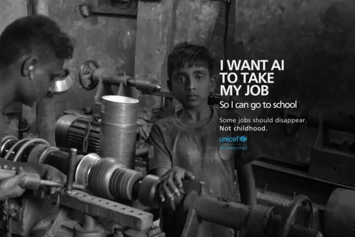 Unicef's "I Want AI to Take My Job" message by The Best Of Ads