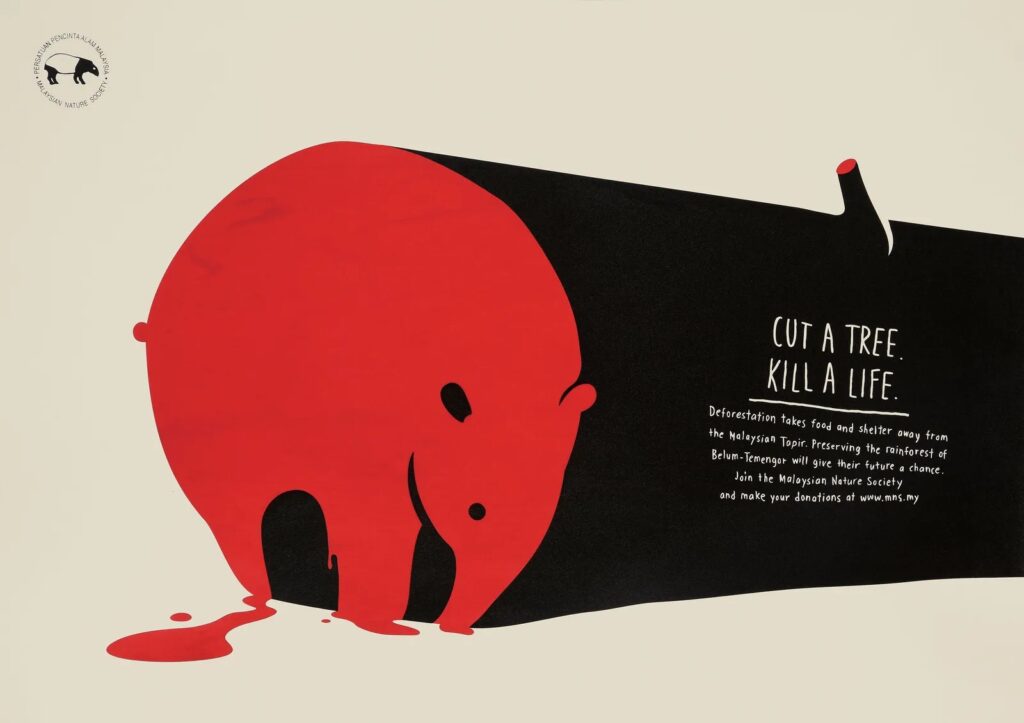 Felled trees illustrated as bleeding endangered animals by The Best Of Ads