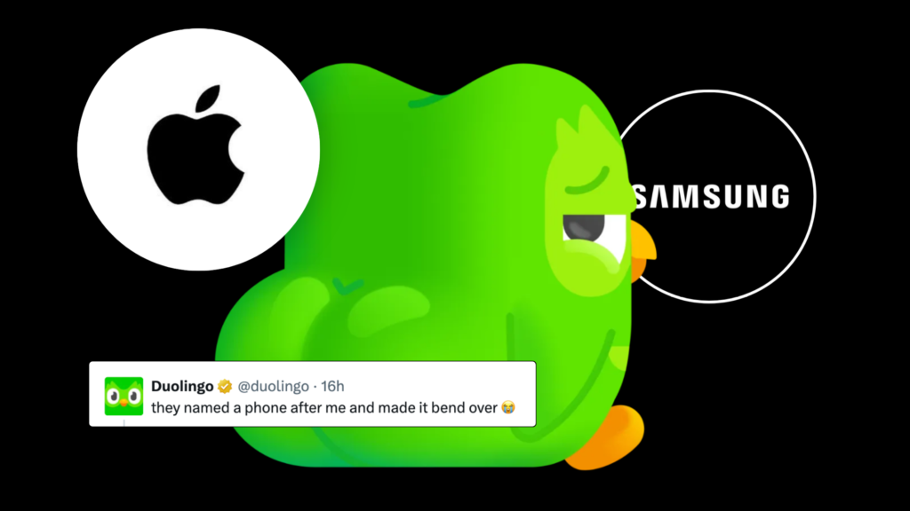 Duolingo iPhone Duo and Samsung battle on x featured on The Best of Ads