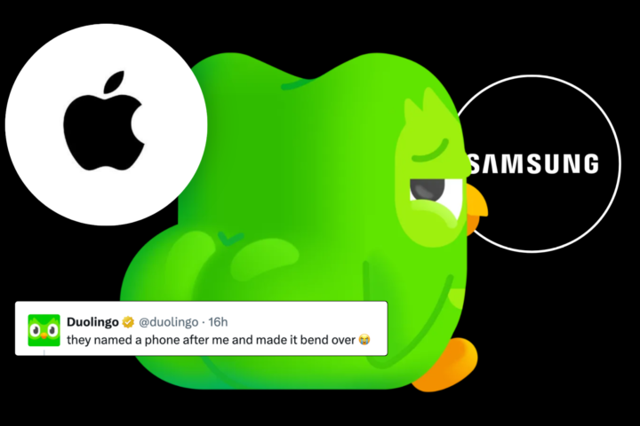 Duolingo iPhone Duo and Samsung battle on x featured on The Best of Ads